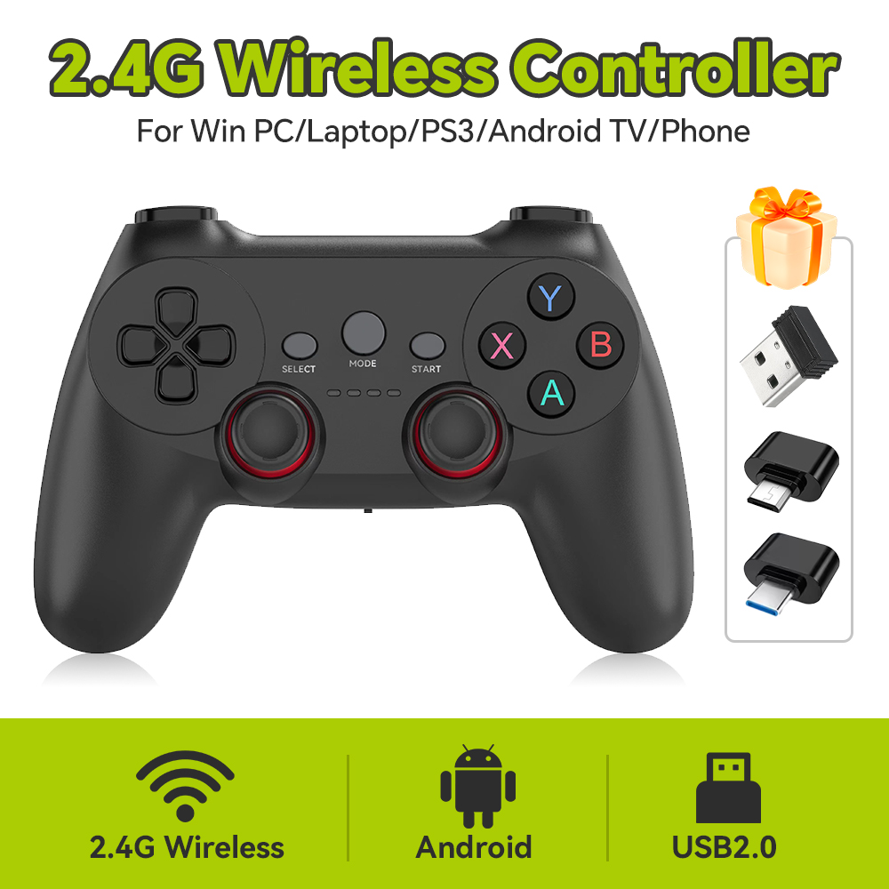 Gaming Console For Phone - คอนโทรลเลอร์ไร้สาย 2.4G สำหรับวินโดวส์พีซี/แล็ปท็อป/PS3/แอนดรอยด์ทีวี/โทรศัพท์/เกมคอนโซลที่แม่นยำจอยสติ๊ก USB 2.0 ปลั๊กและเล่นไม่มีการล่าช้า
